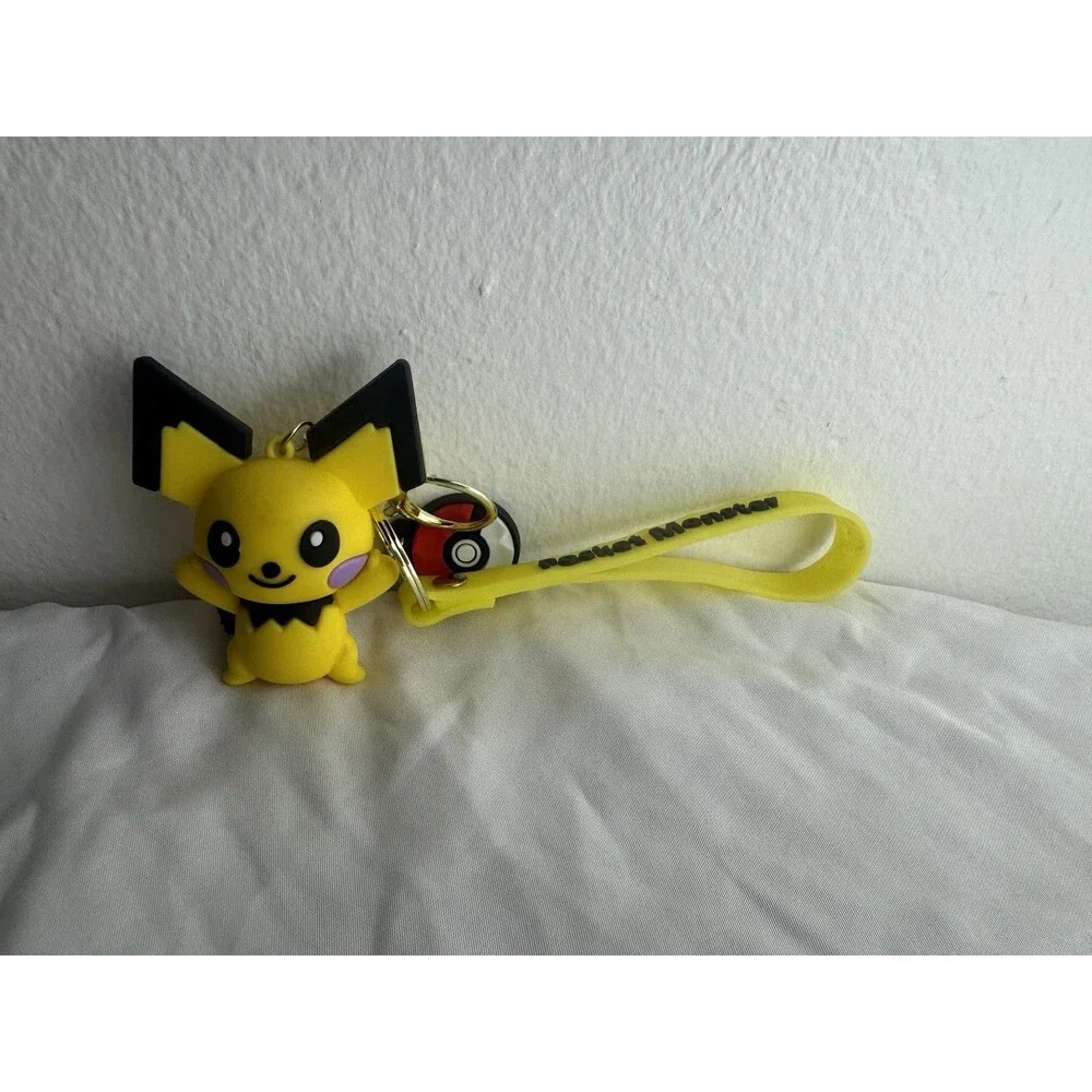 Pokemon Pichu 3D Character Keychain Yellow Wrist Strap Bag Charm